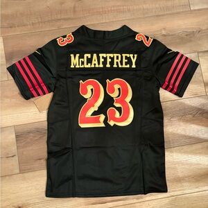 Christian McCaffrey SF 49ers Rival Youth Medium Kids Black and Red Sports Jersey